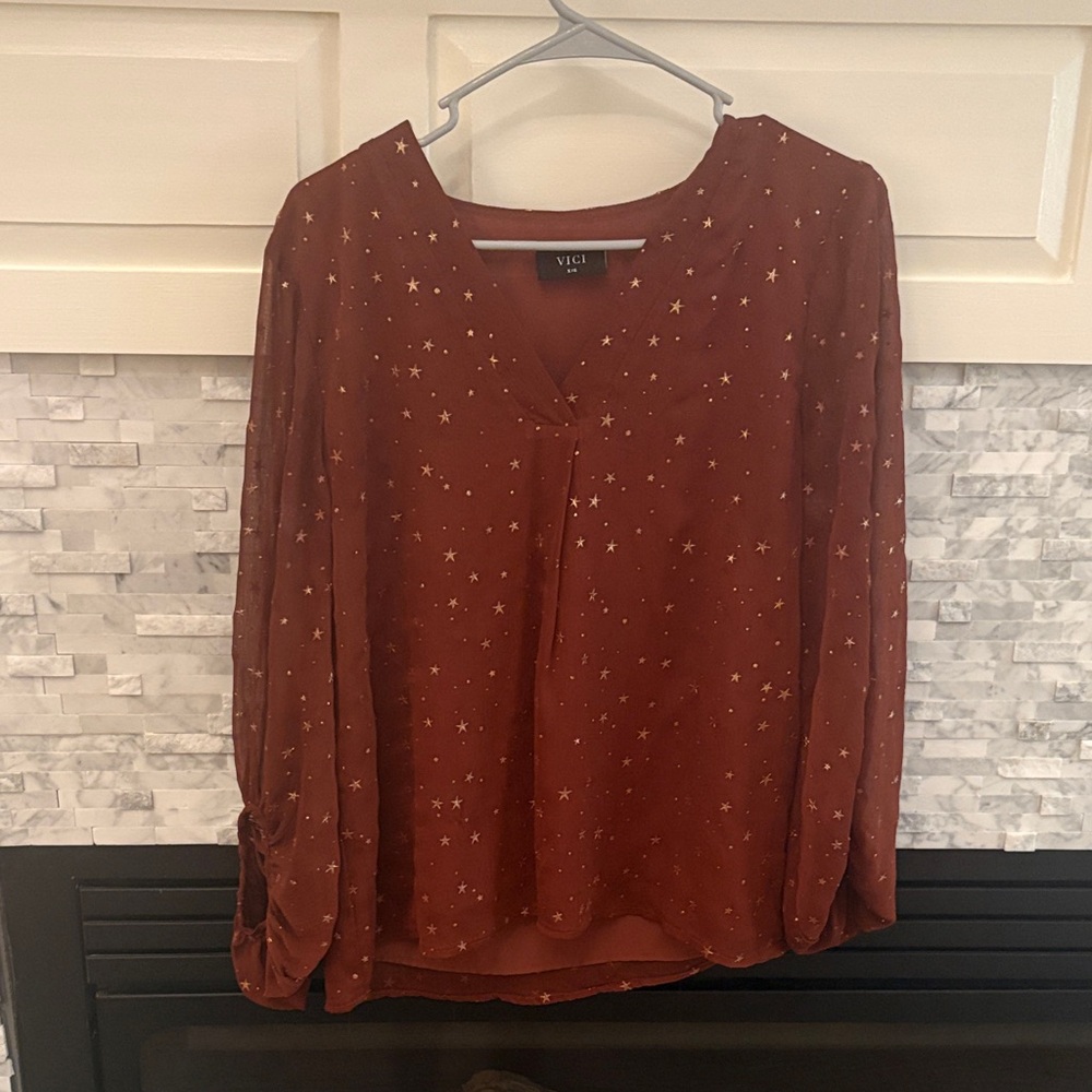 Vici Terracotta Star Pattern Blouse